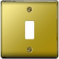 nexus 1 gang grid metal front plate polished brass