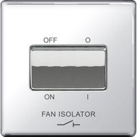 Nexus 3 Pole Fan Isolator Switch - Flatplate Screwless Polished Chrome