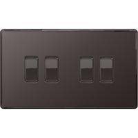 nexus 4 gang 2 way light switch flatplate screwless black nickel