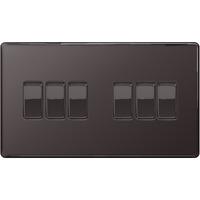Nexus 4 Gang 2 Way Light Switch - Flatplate Screwless Black Nickel (C1)