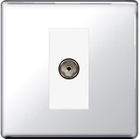 Nexus 1 Gang Isolated Co-Axial Socket - Flat Plate Screwless Polished Chrome