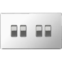 nexus 4 gang 2 way light switch flatplate screwless polished chrome