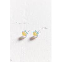 Neon Rainbow Star Post Earrings, YELLOW