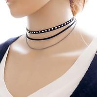 Necklace Choker Necklaces Tattoo Choker Jewelry Halloween Daily Casual Tattoo Style Sexy Fashion Lace Fabric 1pc Gift Black-White
