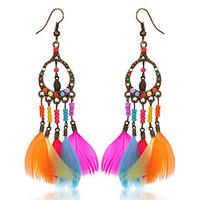 new arrival indian jewelry bohemia boho earrings colorful feather long ...