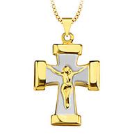 New Vintage Style Women/Men Gift 18K Gold Plated Fashion Jewelry Double color Cross Pendant p30083