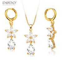 New Luxury Zircon Crystal Necklace Earrings Jewelry Sets 18K Gold Plated Fashion Women Party Gift S20060
