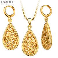 New Trendy FlowerHeart Shape Necklace Earring Jewelry Set 18K Gold Plated Gift Trendy Necklace Set For Women S20133