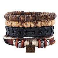 New Nation Style Coconut Shell Beaded Leather Braided Bracelet