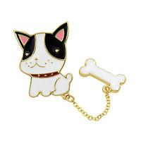 New Cute Enamel Dog and Bone Brooches for Women