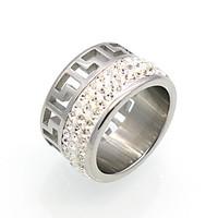 New Fashion Hollow Cubic Zirconia Personality Brand Design Titanium Steel Rings For Women