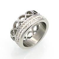 New Fashion 18K Inifinty Cubic Zirconia Personality Brand Design Titanium Steel Rings For Women