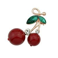 New Cute Rhinestone Cherry Shape Brooches Jewelry