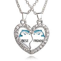New Arrival Best Friends Broken Heart Dolphin Pendants Necklaces Rhinestone Necklace Gift For Friends Jewelry