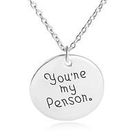 Necklace You\'re My Person Round Pendant Necklaces Jewelry Party / Daily Unique Design Alloy Coppery 1pc Gift