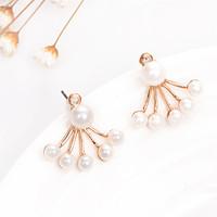 new korean fashion jewelry imitation pearl stud earrings fan shaped fl ...