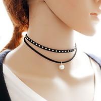 Necklace Choker Necklaces Tattoo Choker Jewelry Daily Casual Tattoo Style Sexy Fashion Lace Fabric 1pc Gift Black-White