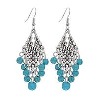 New Design Drop Dangle Earring Bohemian Ethnic Style Vintage Silver Long Earrings Jewelry Fashion Turquoise Earrings
