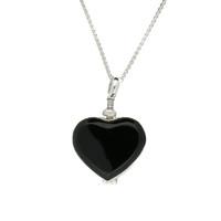 Necklace Whitby Jet And Glass Silver Heart Locket