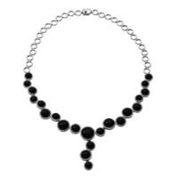 Necklace Whitby Jet And 18ct White Gold Diamond Circlular
