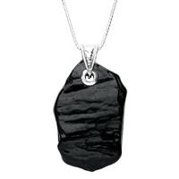 Necklace Whitby Jet And Silver Rough Polished Hammered Effect Bale