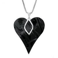 Necklace Whitby Jet And Silver Rough Cut Heart