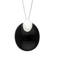 Necklace Whitby Jet And Silver Cap Oval Stone