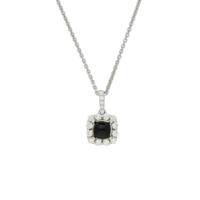 Necklace Whitby Jet And 18ct White Gold Diamond Set Cushion Stone