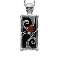 Necklace Whitby Jet Carnelian And Silver Rectangular Spider