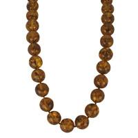 Necklace Amber Round Uniform Smooth Beaded