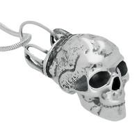 Necklace Silver Medium Skull With Cage