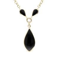 necklace whitby jet and 9ct gold pointed pear