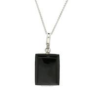 Necklace Whitby Jet And Glass Silver Rectangular Locket