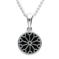 Necklace Whitby Jet And Silver Abbey Window Round Small