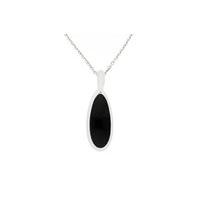 Necklace Whitby Jet And Silver Curved Pear