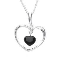 Necklace Whitby Jet And Silver Open Heart