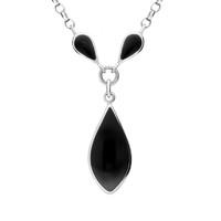 necklace whitby jet and silver pointed pear