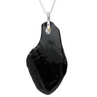 Necklace Whitby Jet And Silver Rough Polished Horse Shoe Bale