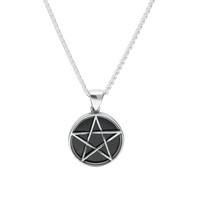 Necklace Whitby Jet And Silver Small Round Pentangle
