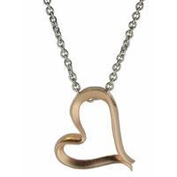 Necklace Silver And Rose Gold Plate Open Heart