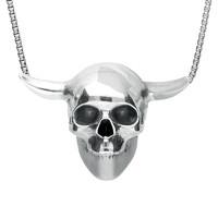 Necklace Silver Small Skull With Horns