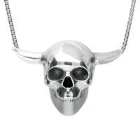 necklace silver small skull with horns