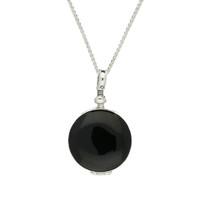 Necklace Whitby Jet And Glass Silver Small Round Locket