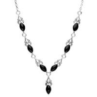 Necklace Whitby Jet And Silver 7 Stone Marquise