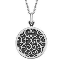 Necklace Whitby Jet And Silver Flore Filigree Round