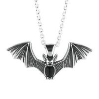 necklace whitby jet and silver oval belly bat