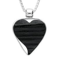 Necklace Whitby Jet And Silver Rough Cut Heart Curved Triangle Surround