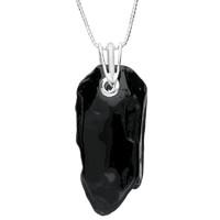 Necklace Whitby Jet And Silver Rough Polished Split Bale