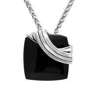 Necklace Whitby Jet And Silver Ridged Edge Cushion