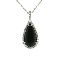 Necklace Whitby Jet And 18ct White Gold Diamond Pear